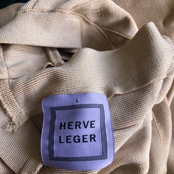 Herve Leger One-Shoulder Beige Dress - Picture 2 of 4